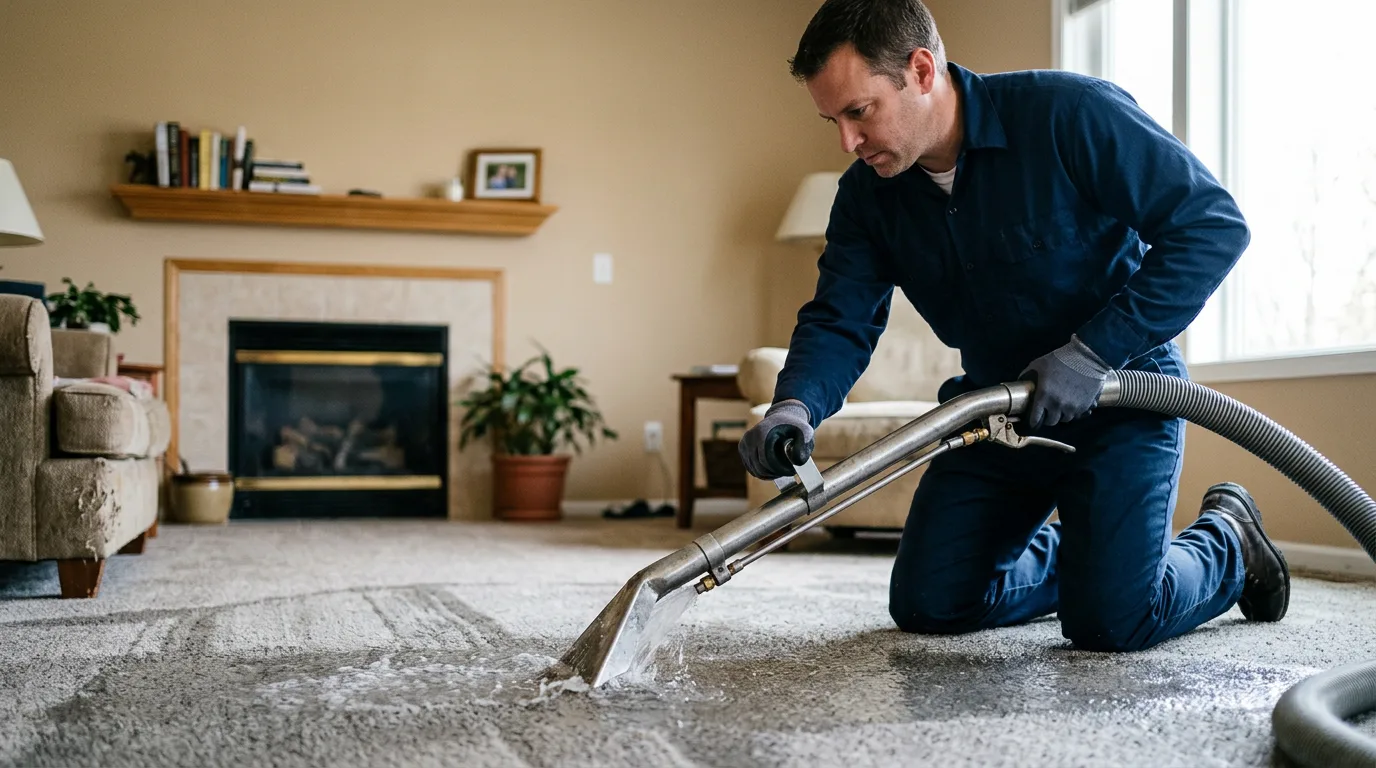 Water damage restoration technician working near Ottosen, IA